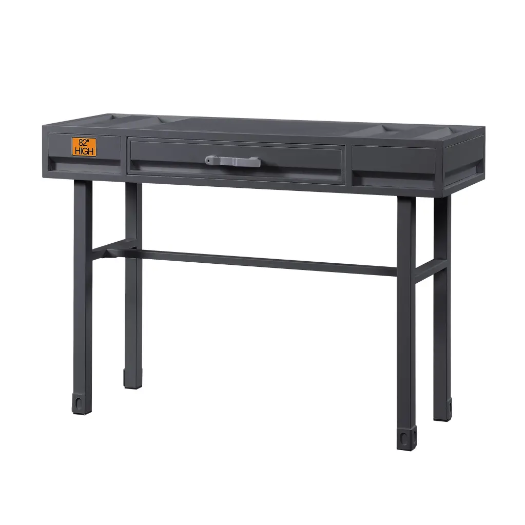 Gunmetal Writing Desk 1 Drawer Office Desk Rectangular Design furniture max