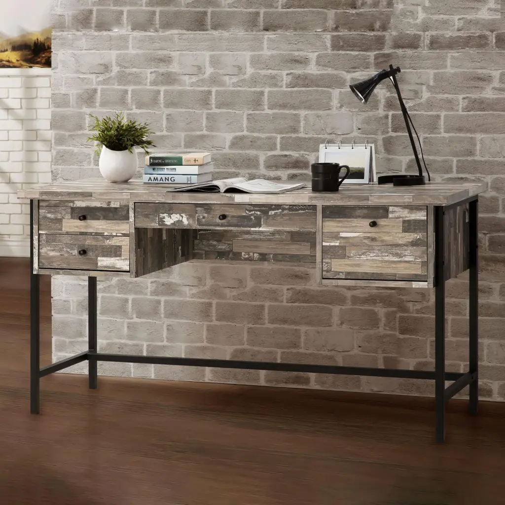 Salvaged Cabin Drawer Storage Writing Desk Brown Office Desk Vintage Charm furniture max