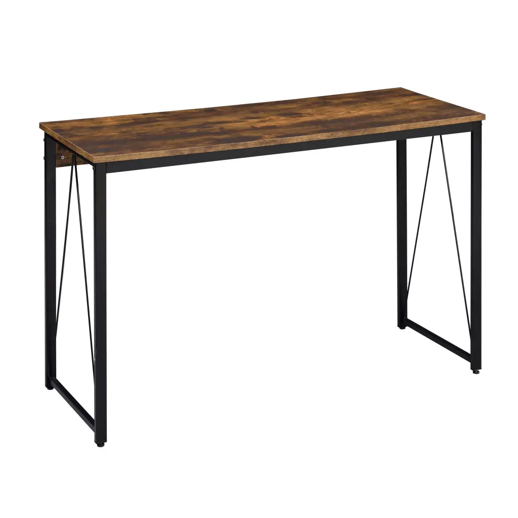 Weathered Oak and Black 47.5 Inch Writing Desk Metal Sled Base furniture max