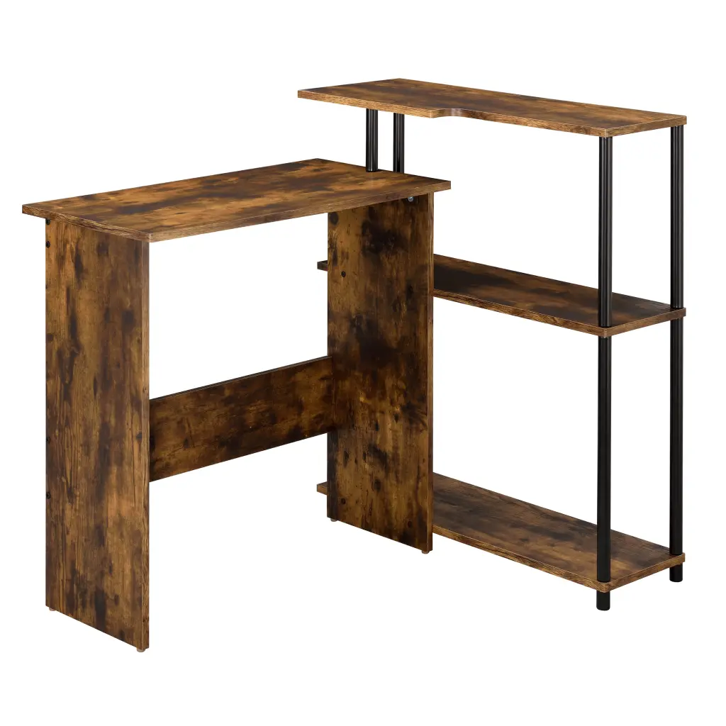 Weathered Oak and Black Office Desk Bookshelf Black Brown Finish furniture max