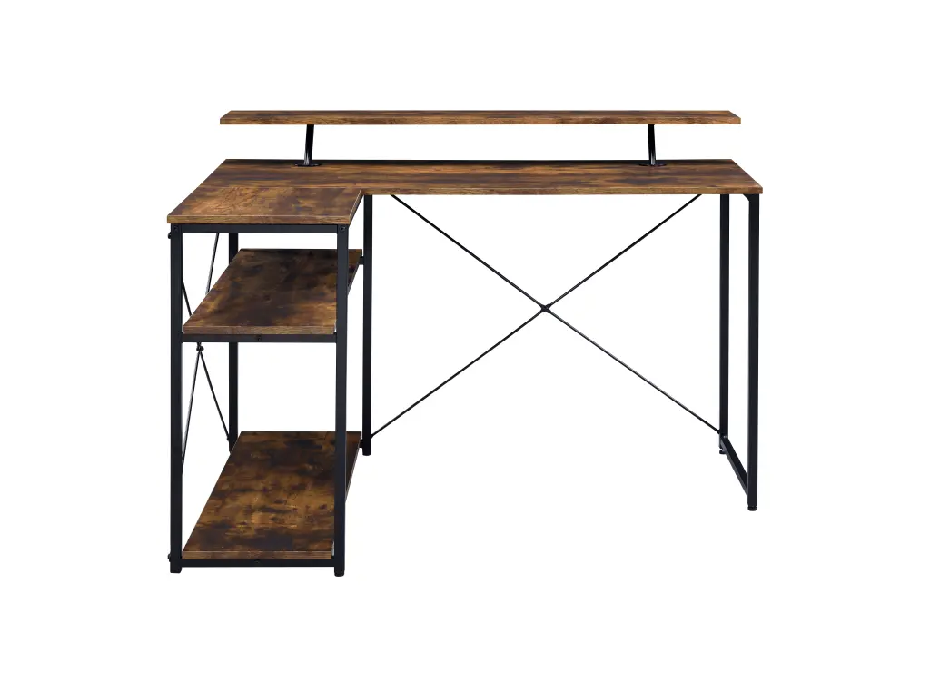 Weathered Oak and Black 3 Shelf Writing Desk Office Computer Desk furniture max