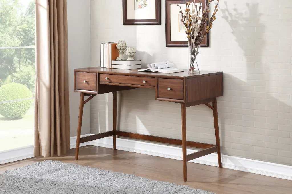 Modern Styling Counter Height Writing Desk Storage Drawers Brown Finish kanepe