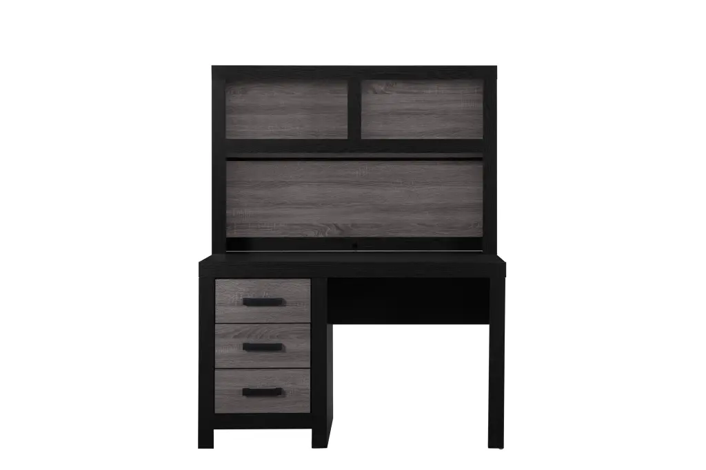 Soluto Grey Black Desk, Black Gray Solid Wood MDF Writing Desk luxe modern furniture