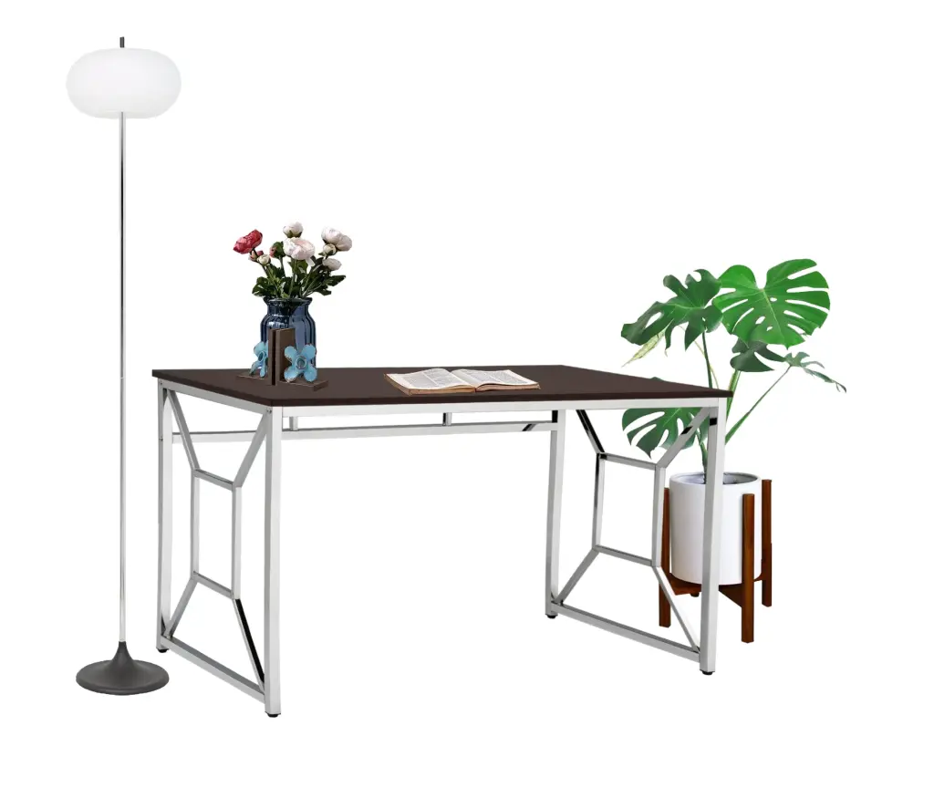 Martha Stationery Workspace Desk Brown MDF Chrome Finish new spec furniture