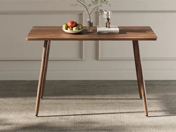 Modern Minimalist MDF Desktop Walnut Hue Metallic Legs Small Dimensions nuoli furniture