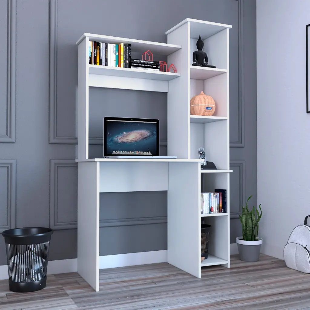 Versalles Writing Desk Two High Quality Shelves and Five Cubbies White Finish rta mubles colombia