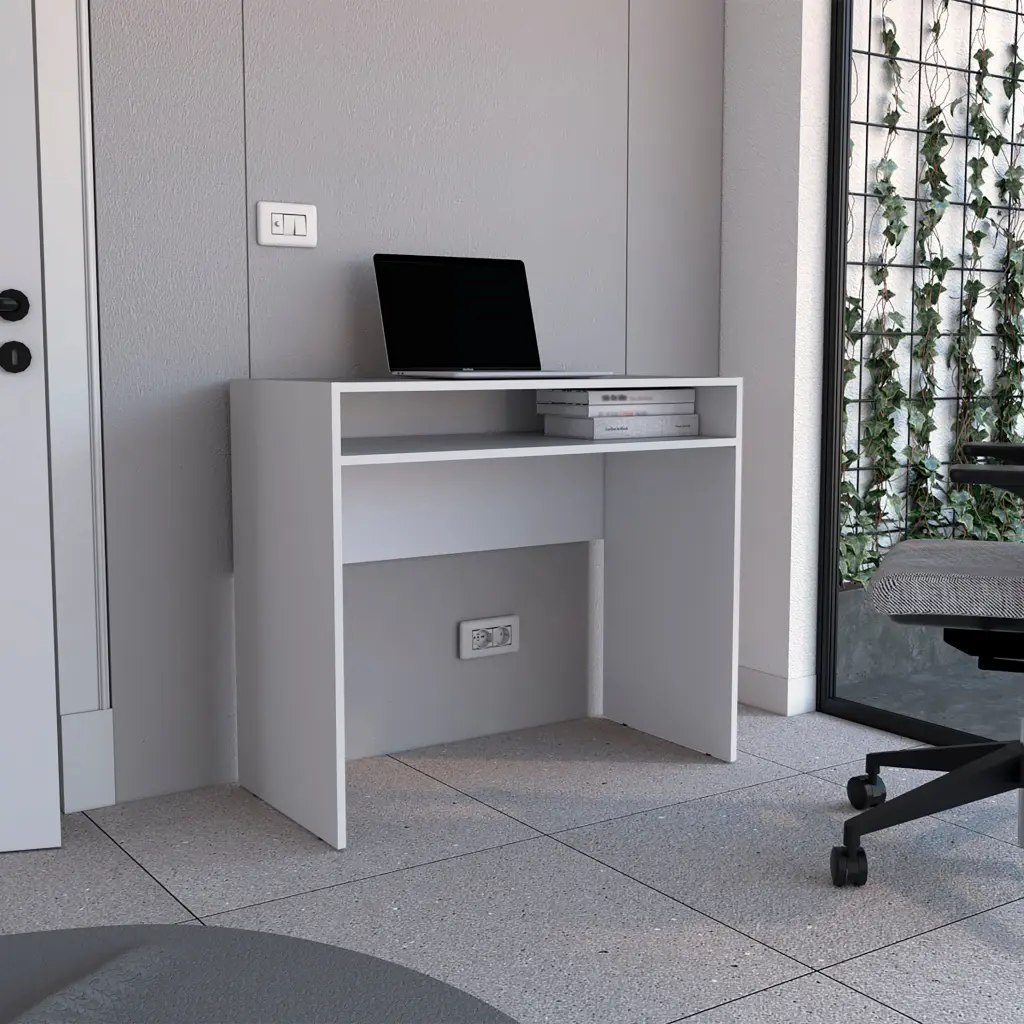 Stella 35 Inch Wide White Writing Desk Shelf Modern Office Computer Desk rta muebles colombia