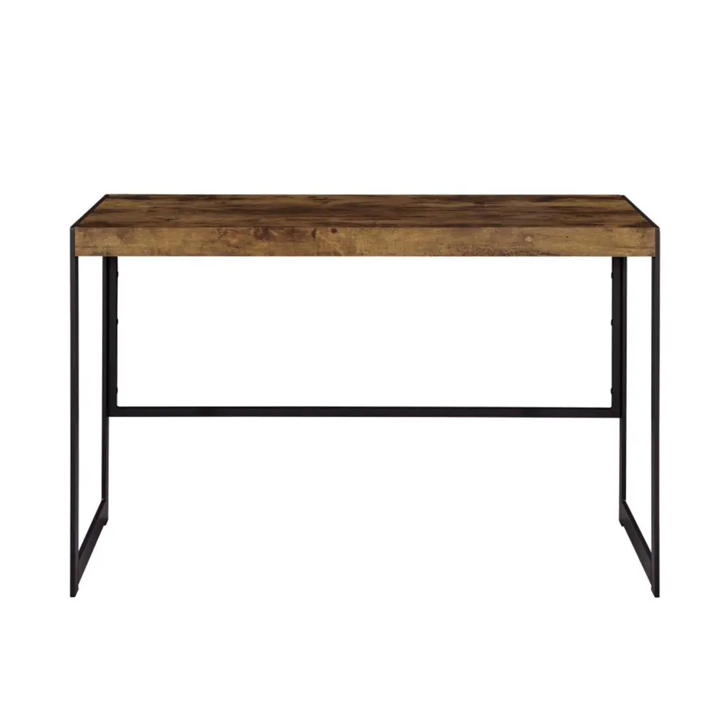 Writing Desk Metallic Frame Antique Nutmeg And Gunmetal Finish simple relax