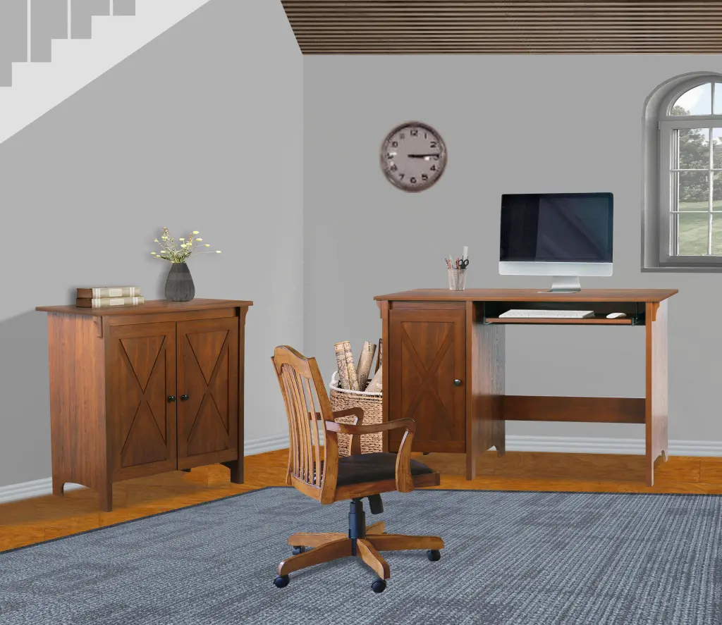 47 Inch Writing Desk Classic Cherry Finished Stationery Desk Customizable Storage singularity