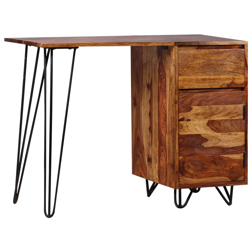 Solid Sheesham Wood Writing Desk Drawer and Cabinet Home Office