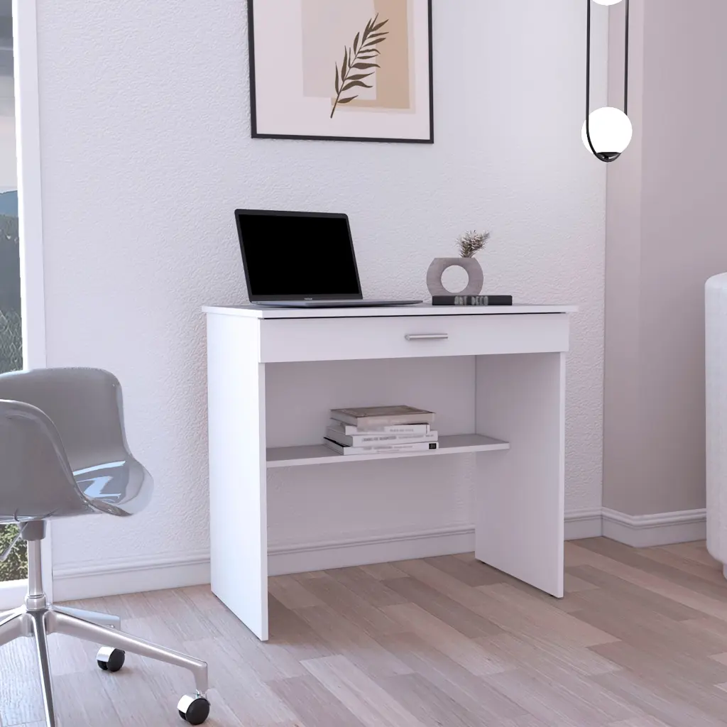 80cm Writing Desk Space Saving Workstation Drawer and Shelf tuhome