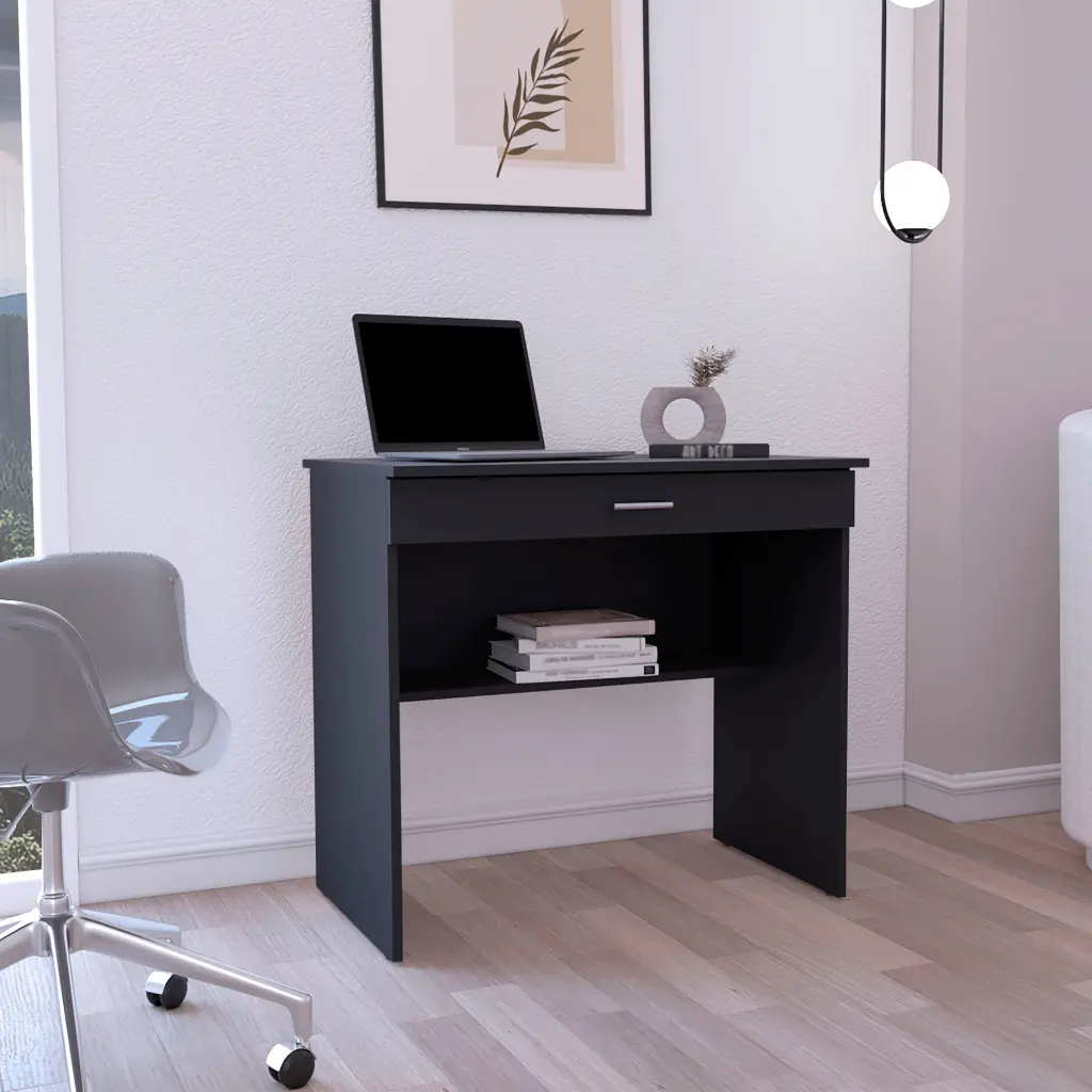 80 C Writing Desk Space Saving Workstation Drawer and Lower Shelf tuhome
