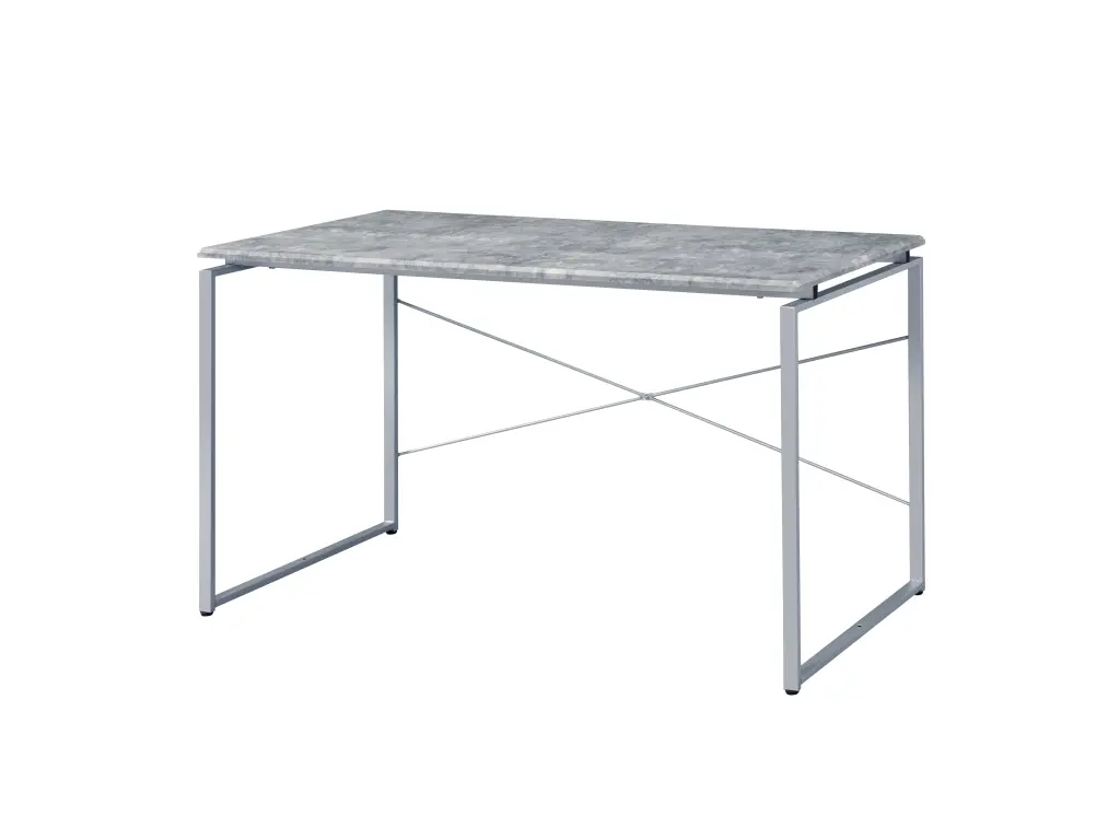 Jurgen Faux Concrete & Shiny Metal Finish Writing Desk Gray Metallic Synthetic urban nest