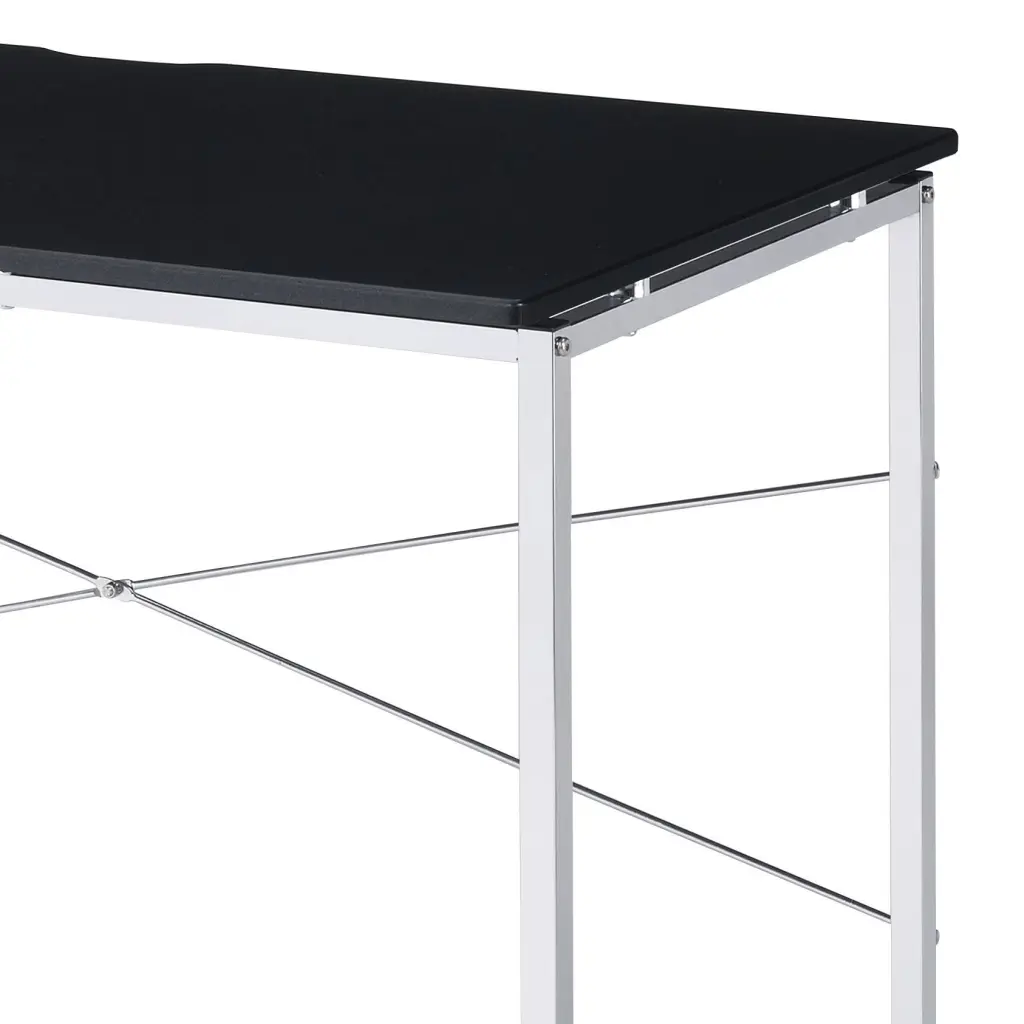 Tennos Black & Chrome Finish Writing Desk Black Metal Synthetic Wood Office Desk urban nest