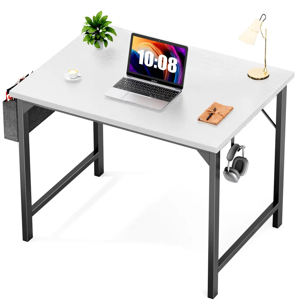 Modern Effortless Style Timber Work Station Desk Storage 31 Inch White w2201