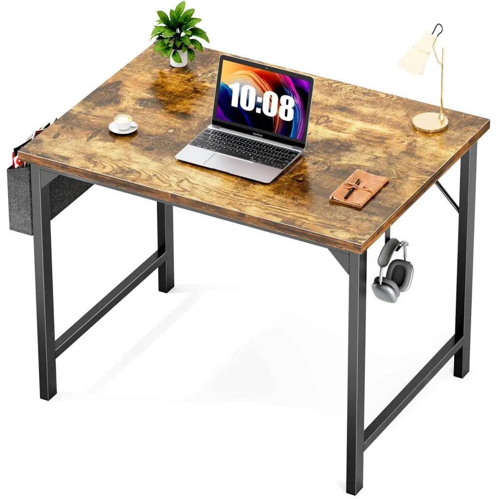 Modern 40 Inch Timber Workstation Desk Storage Brown w2201