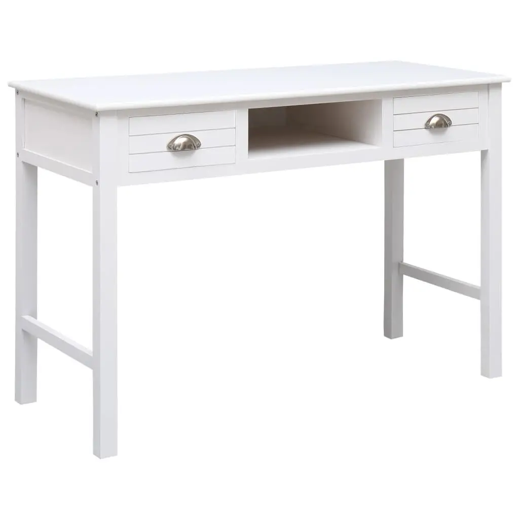 White Wood Writing Desk 43.3x17.7x29.9 Inches