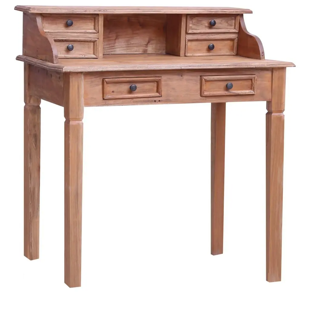 Writing Desk Drawers 35.4x19.7x40.6 Inches Solid Mahogany Wood Home Office Desk