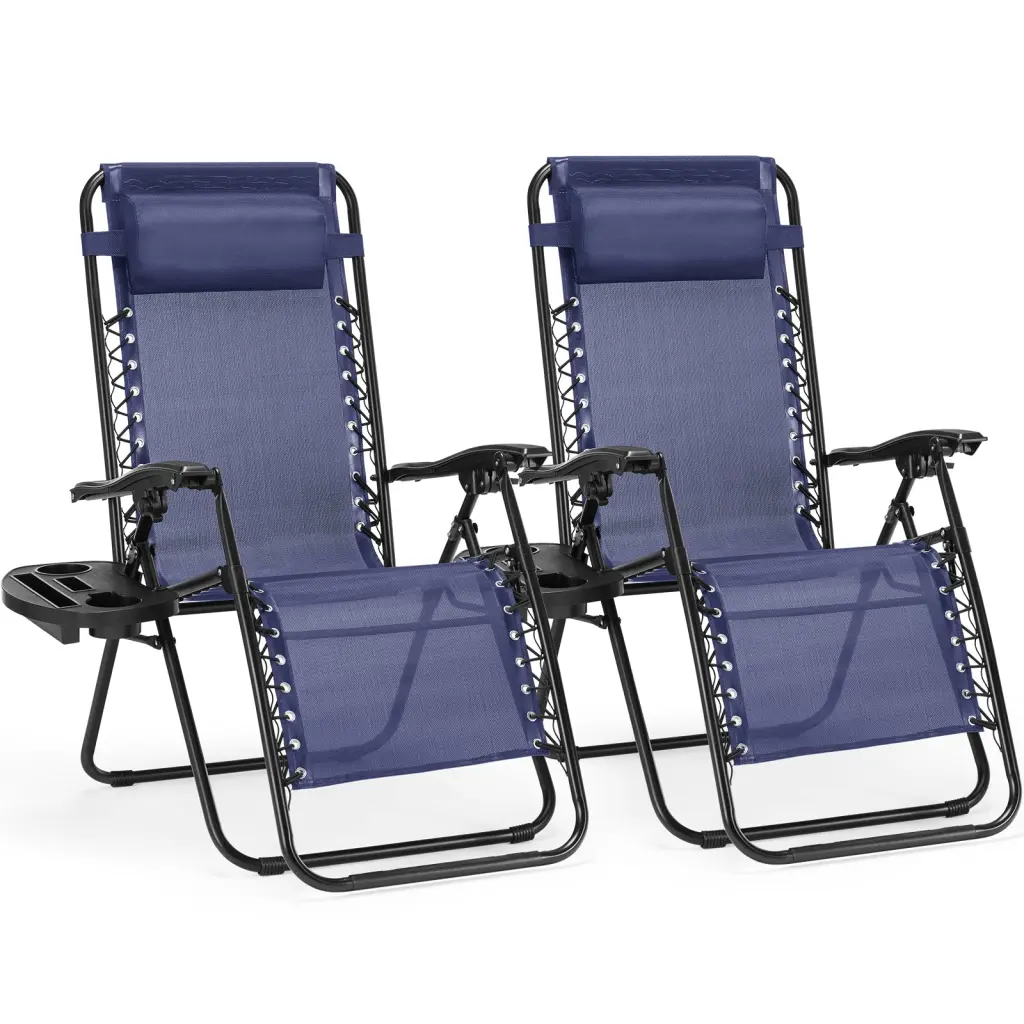 Set 2 Zero Gravity Lounge Chairs Outdoor Patio Folding Recliners w2201