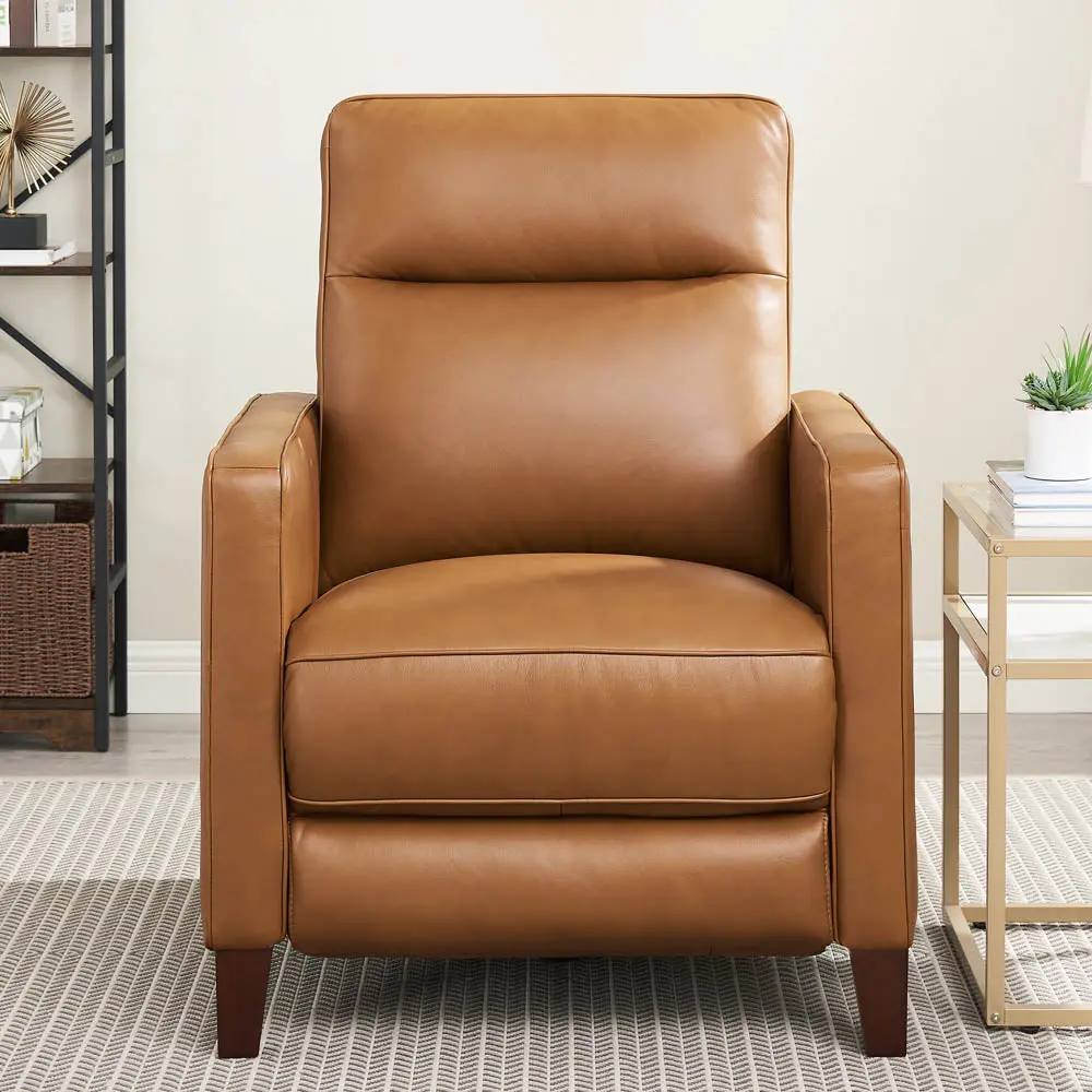 Ashby Power Headrest Zero Gravity Recliner Cognac Memory Foam Authentic Leather Lounge Chair hydeline furniture