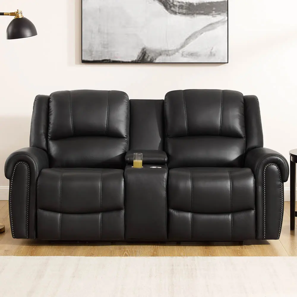 Marco Power Zero Gravity Reclining Loveseat Console Black Memory Foam hydeline furniture