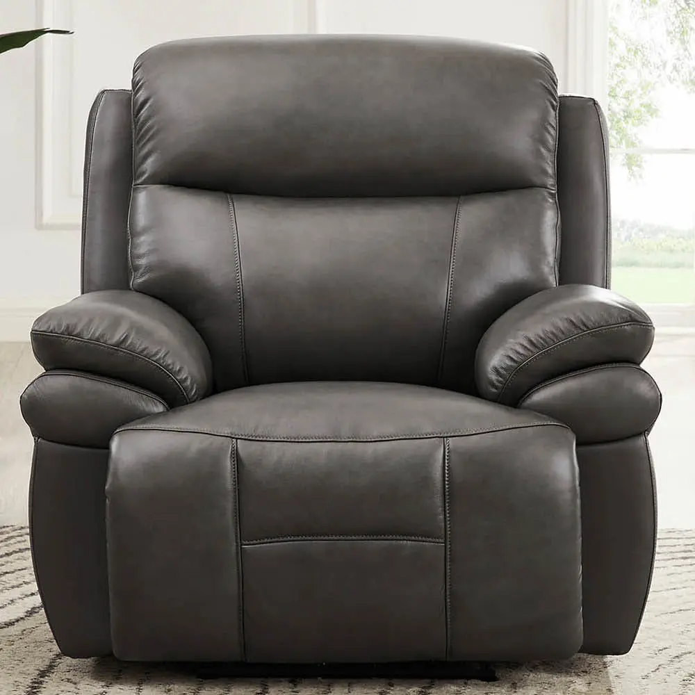 Springdale Power Headrest Zero Gravity Recliner Gray Memory Foam Genuine Leather hydeline furniture