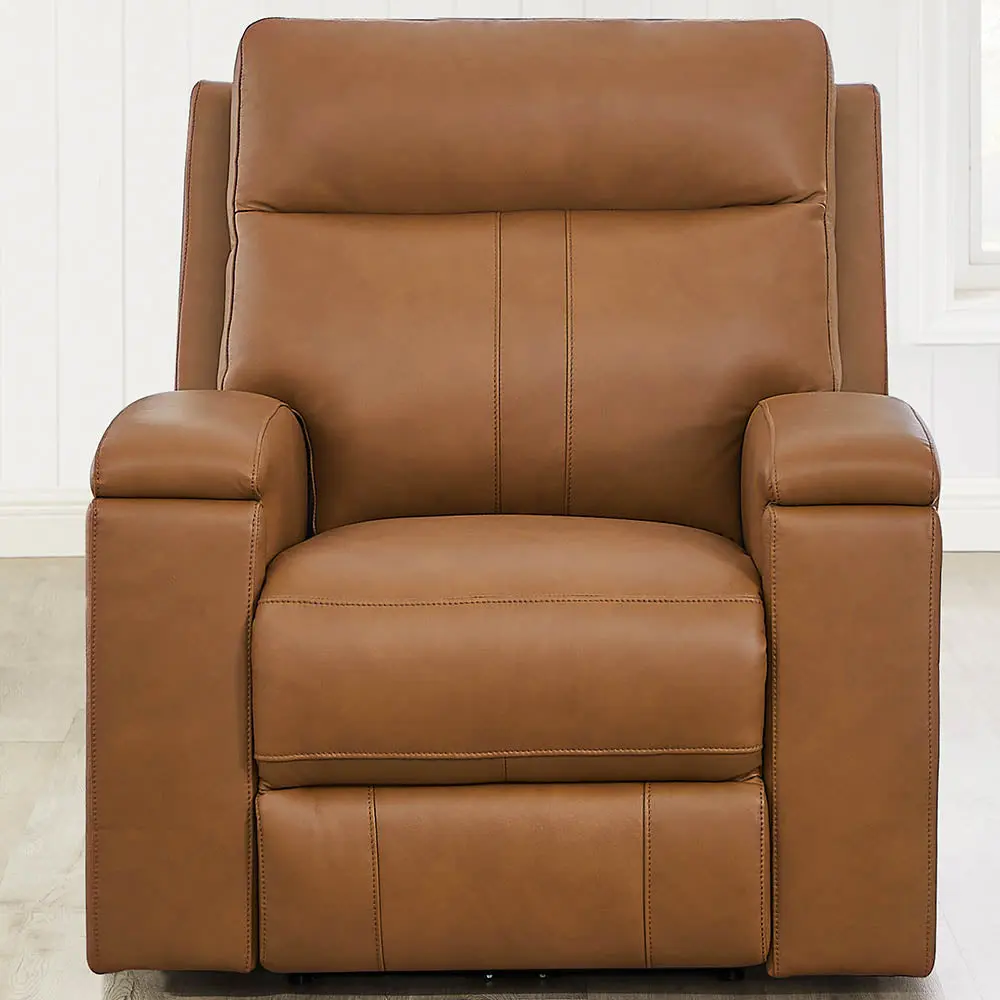 Venice Power Headrest Zero Gravity Recliner Brown Authentic Leather Wood Frame hydeline furniture